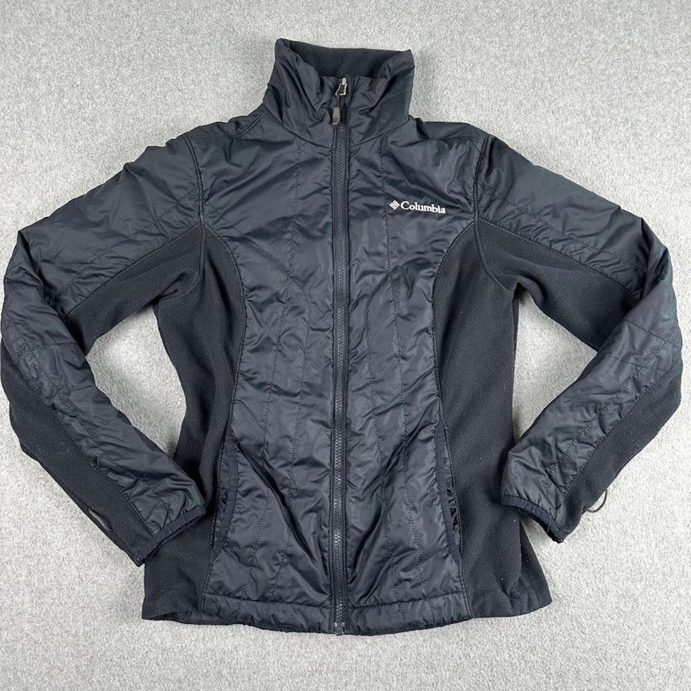 Columbia‎ Interchange Hybrid Jacket Womens XS Black Quilted Fleece Full Zip Mock